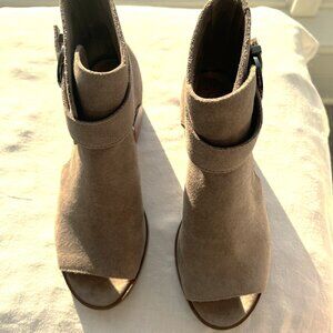 Sole Society - Peep Toe Ankle Booties, Suede Leather, Size 8.5